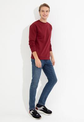 Erkek Bordo Basic Sweatshirt - 50253181109