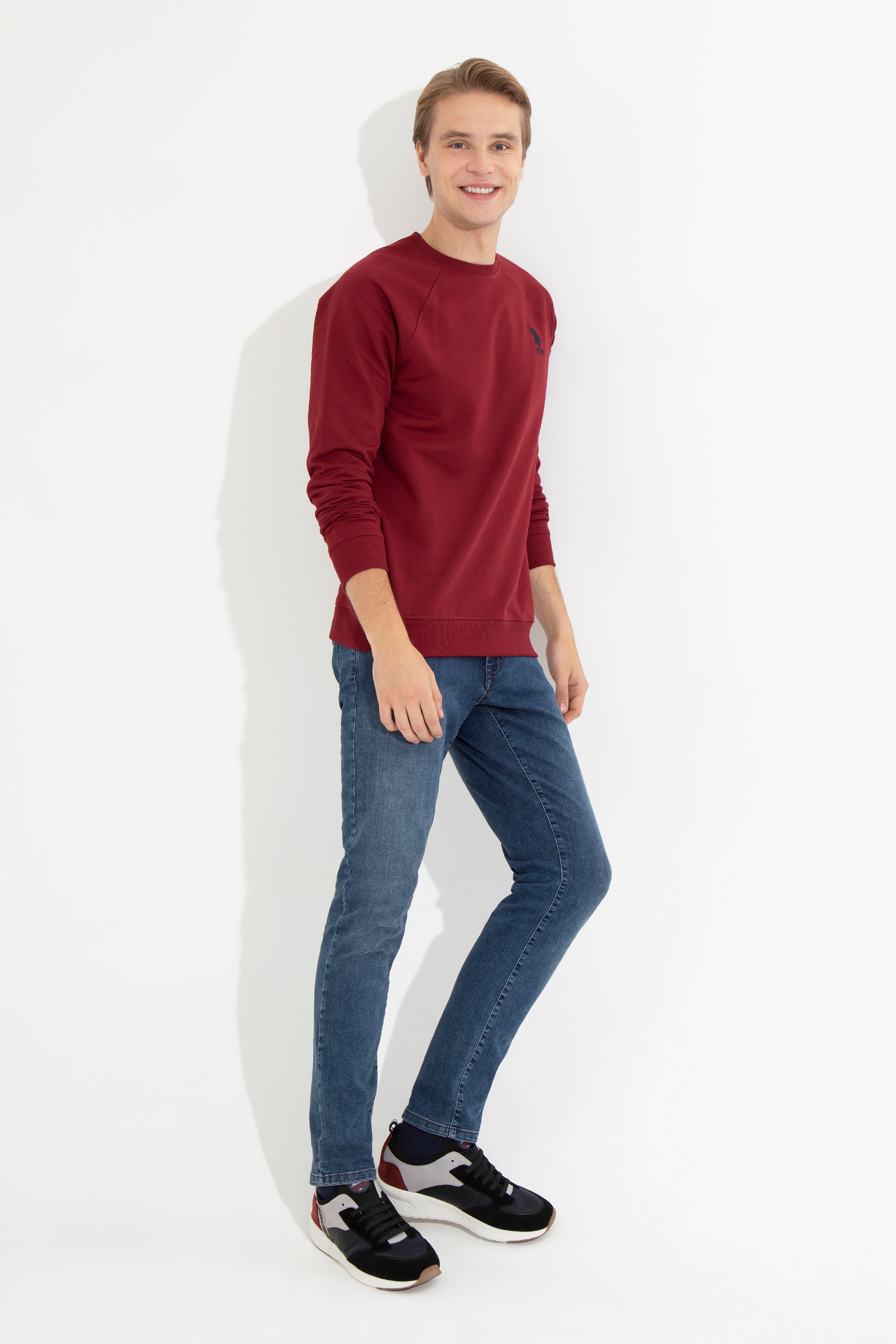 Erkek Bordo Basic Sweatshirt