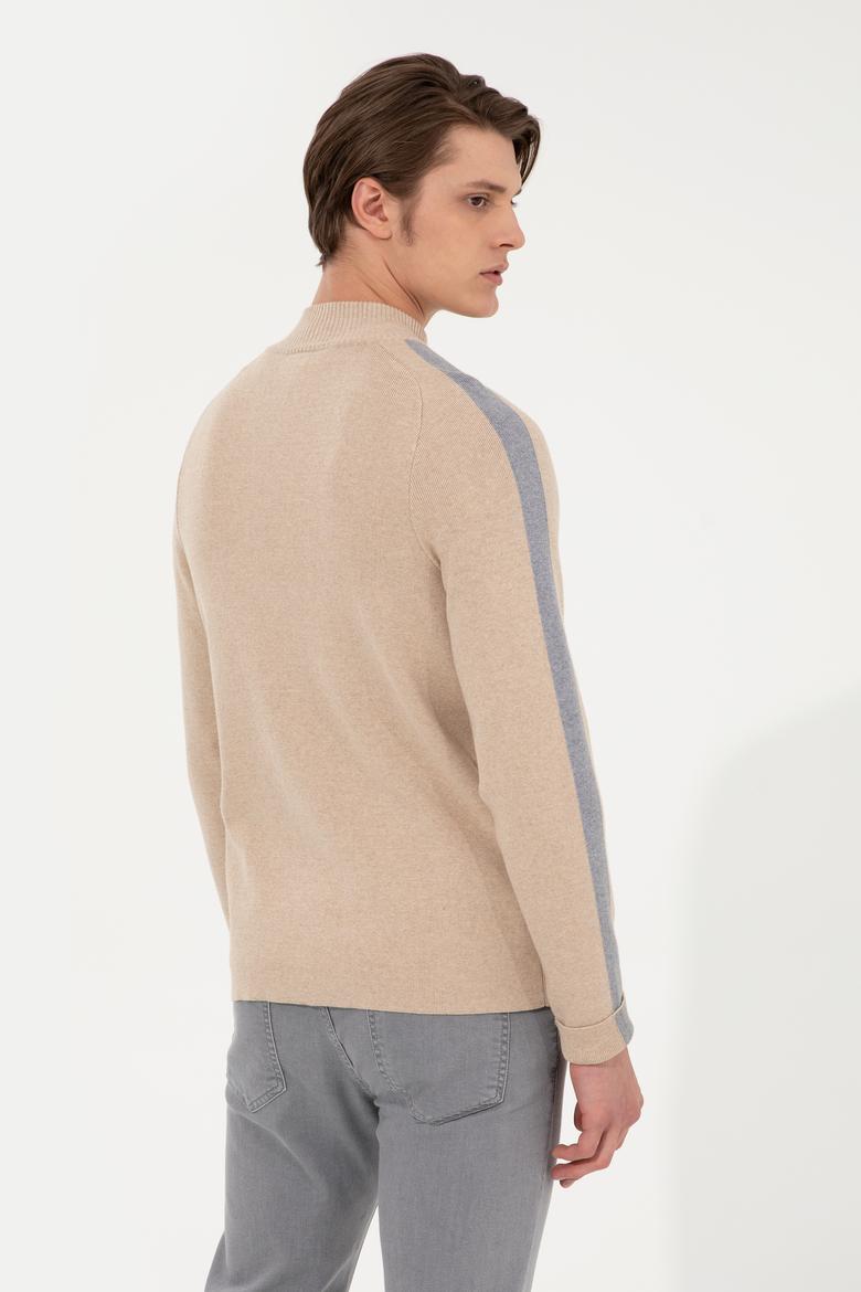 Erkek Bej Melanj Triko Hırka - 50237275002