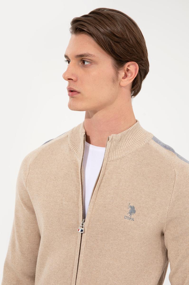 Erkek Bej Melanj Triko Hırka