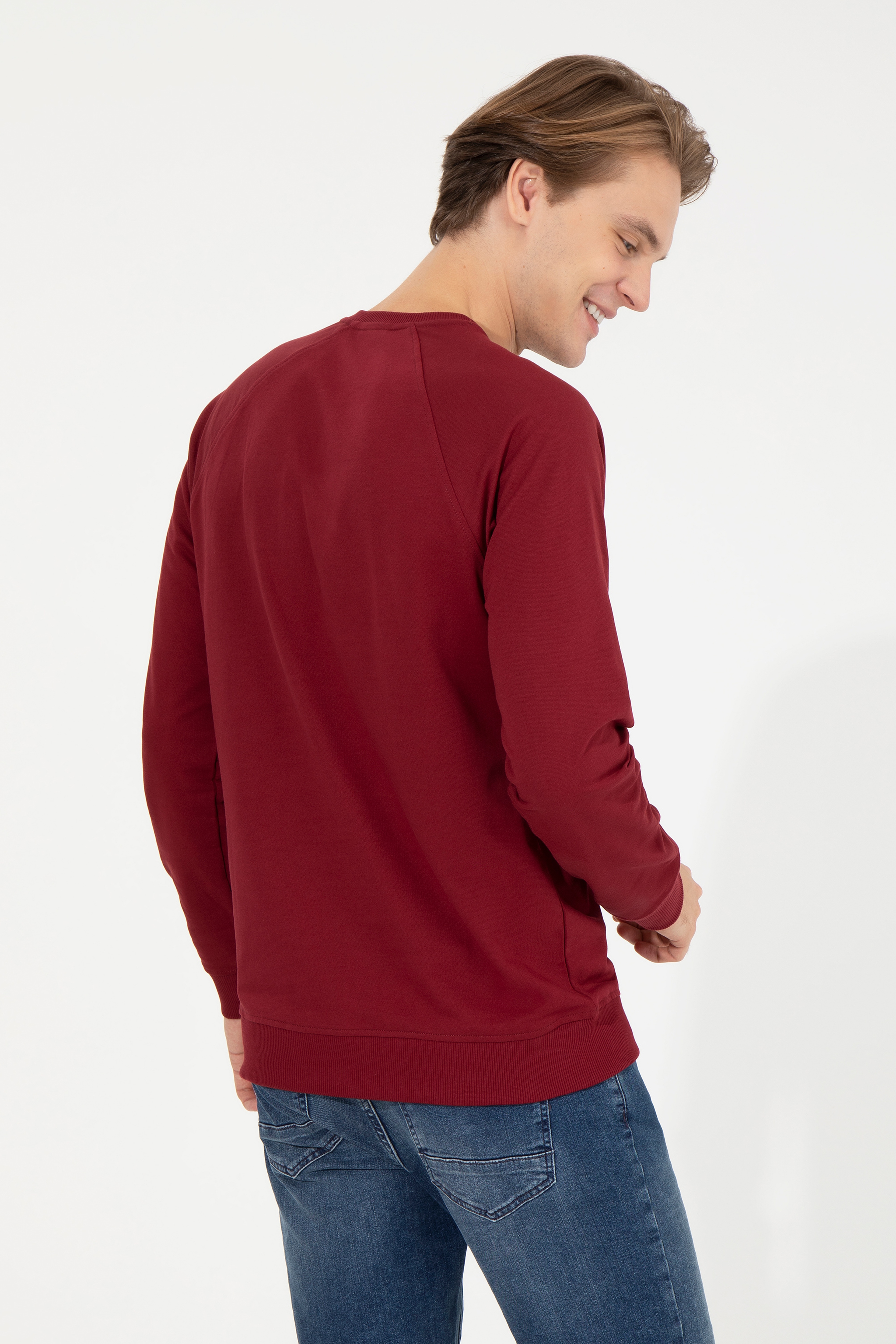 Erkek Bordo Basic Sweatshirt