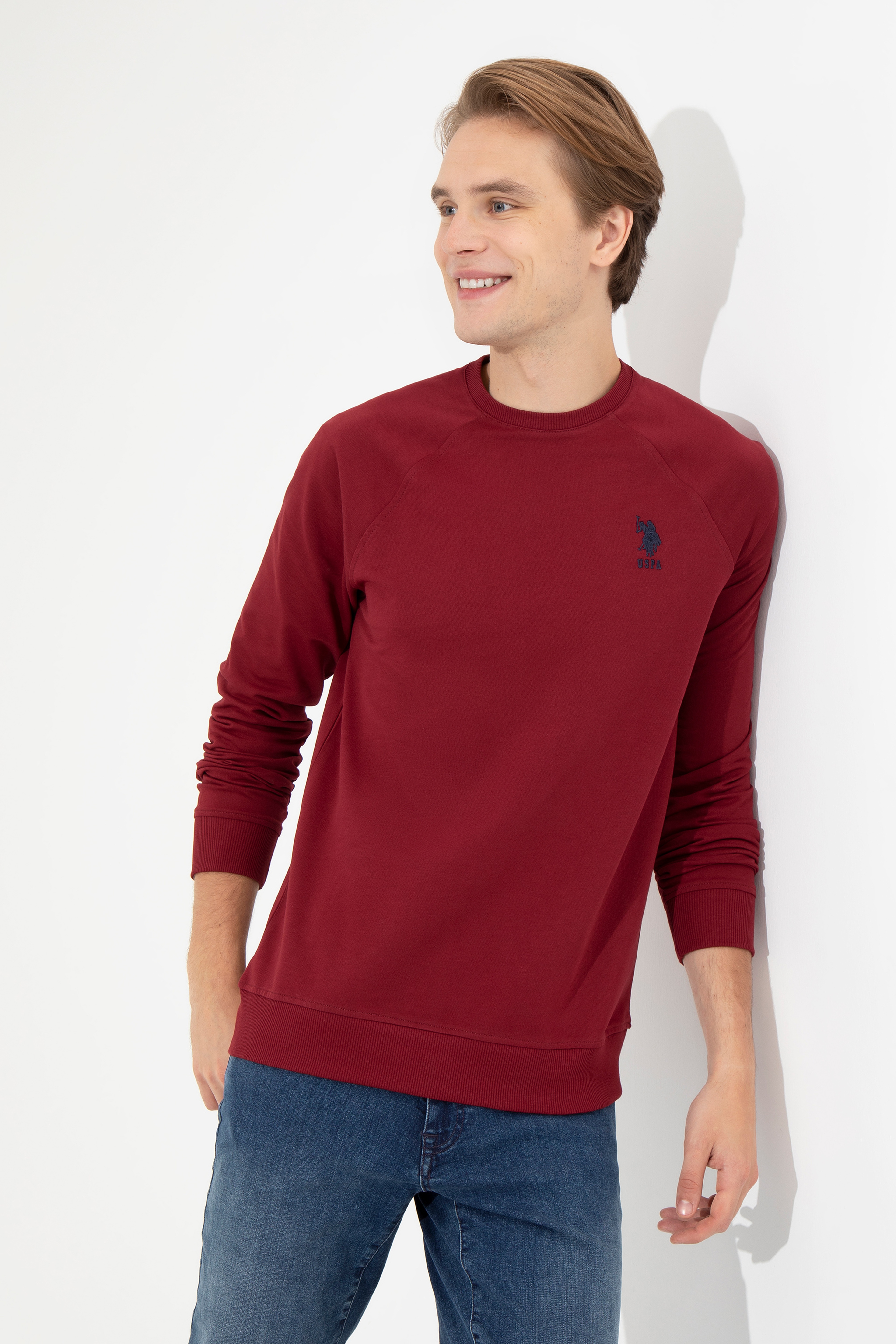Erkek Bordo Basic Sweatshirt - Image 1