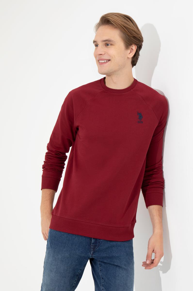 Erkek Bordo Basic Sweatshirt