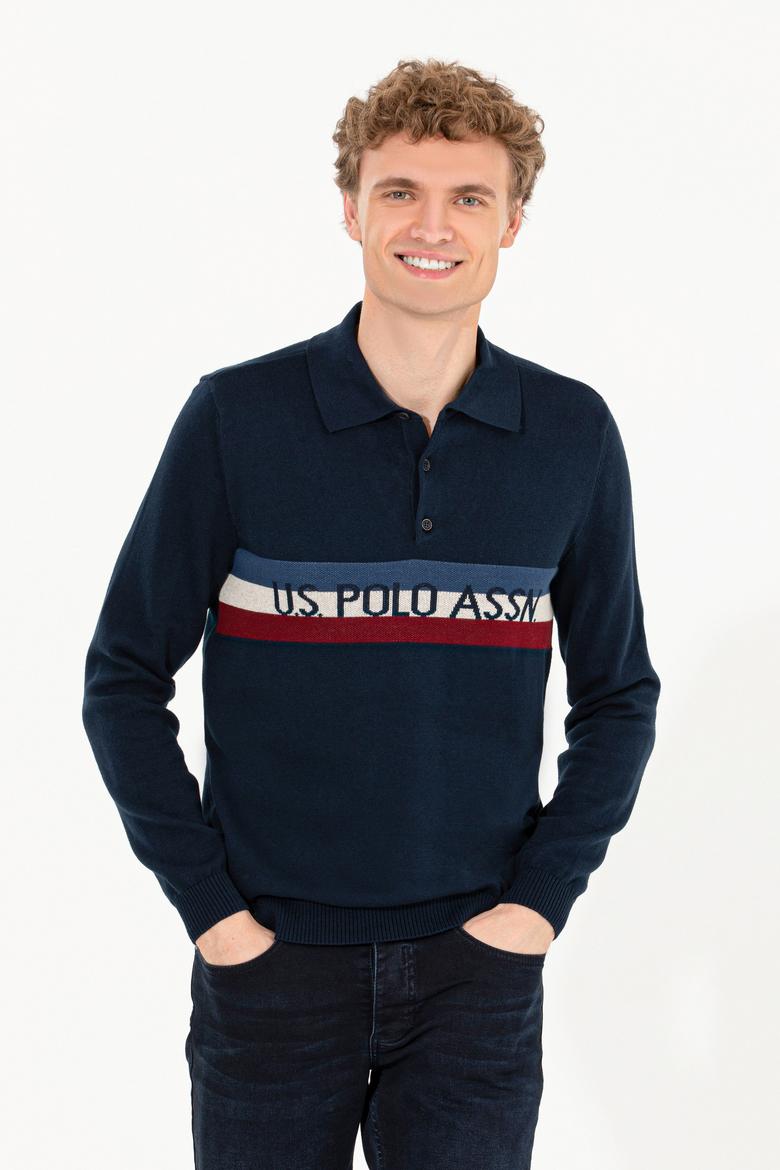 Erkek Lacivert Polo Yaka Triko Kazak