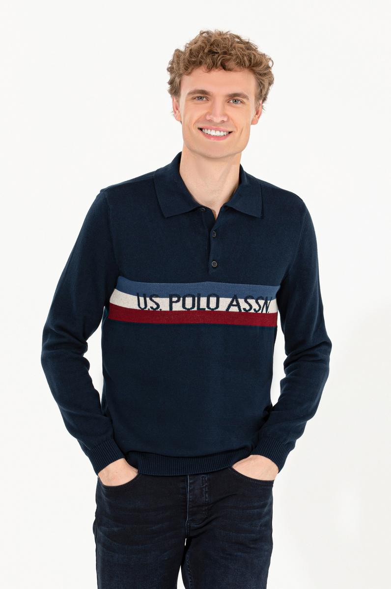 Erkek Lacivert Polo Yaka Triko Kazak