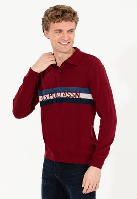 Erkek Bordo Polo Yaka Triko Kazak - 50257848017