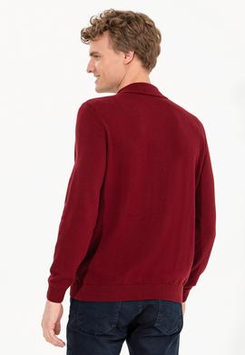 Erkek Bordo Polo Yaka Triko Kazak - 50257848017