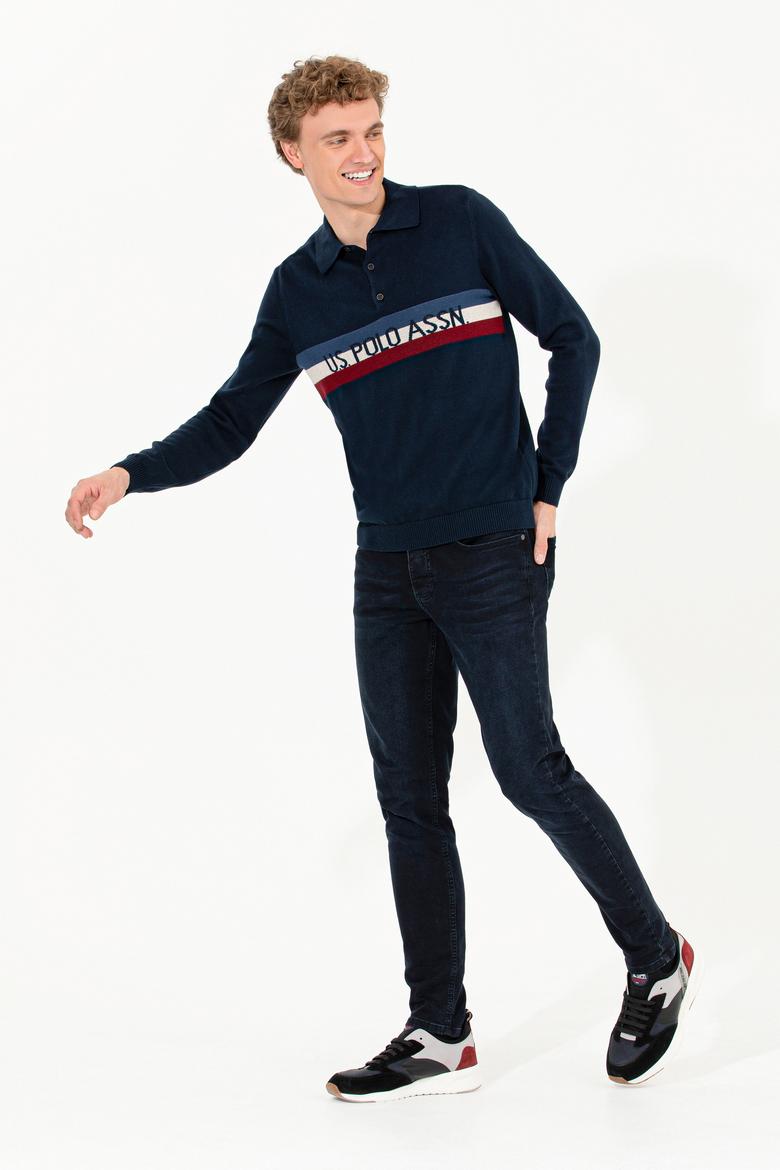 Erkek Lacivert Polo Yaka Triko Kazak - 50257848006