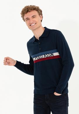 Erkek Lacivert Polo Yaka Triko Kazak - 50257848006