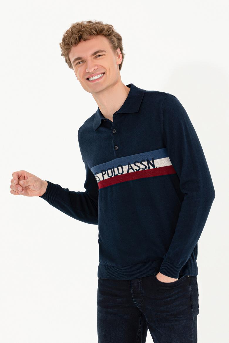 Erkek Lacivert Polo Yaka Triko Kazak - 50257848006