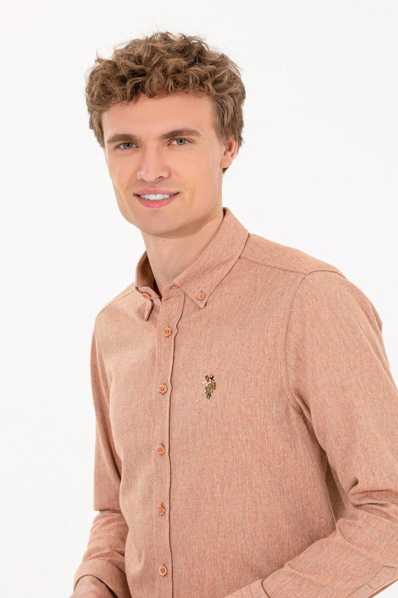 Erkek Kiremit Uzun Kollu Basic Gömlek - 50256275123