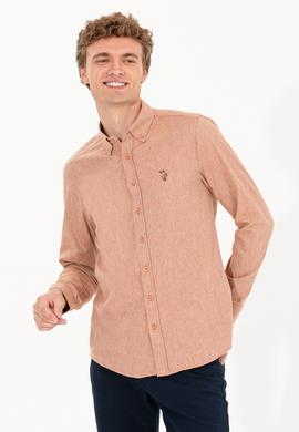 Erkek Kiremit Uzun Kollu Basic Gömlek - 50256275123