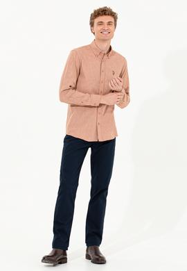 Erkek Kiremit Uzun Kollu Basic Gömlek - 50256275123