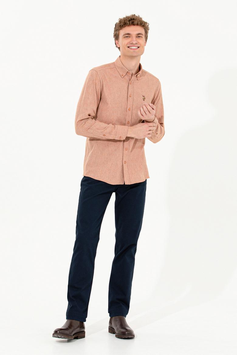 Erkek Kiremit Uzun Kollu Basic Gömlek - 50256275123