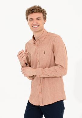 Erkek Kiremit Uzun Kollu Basic Gömlek - 50256275123