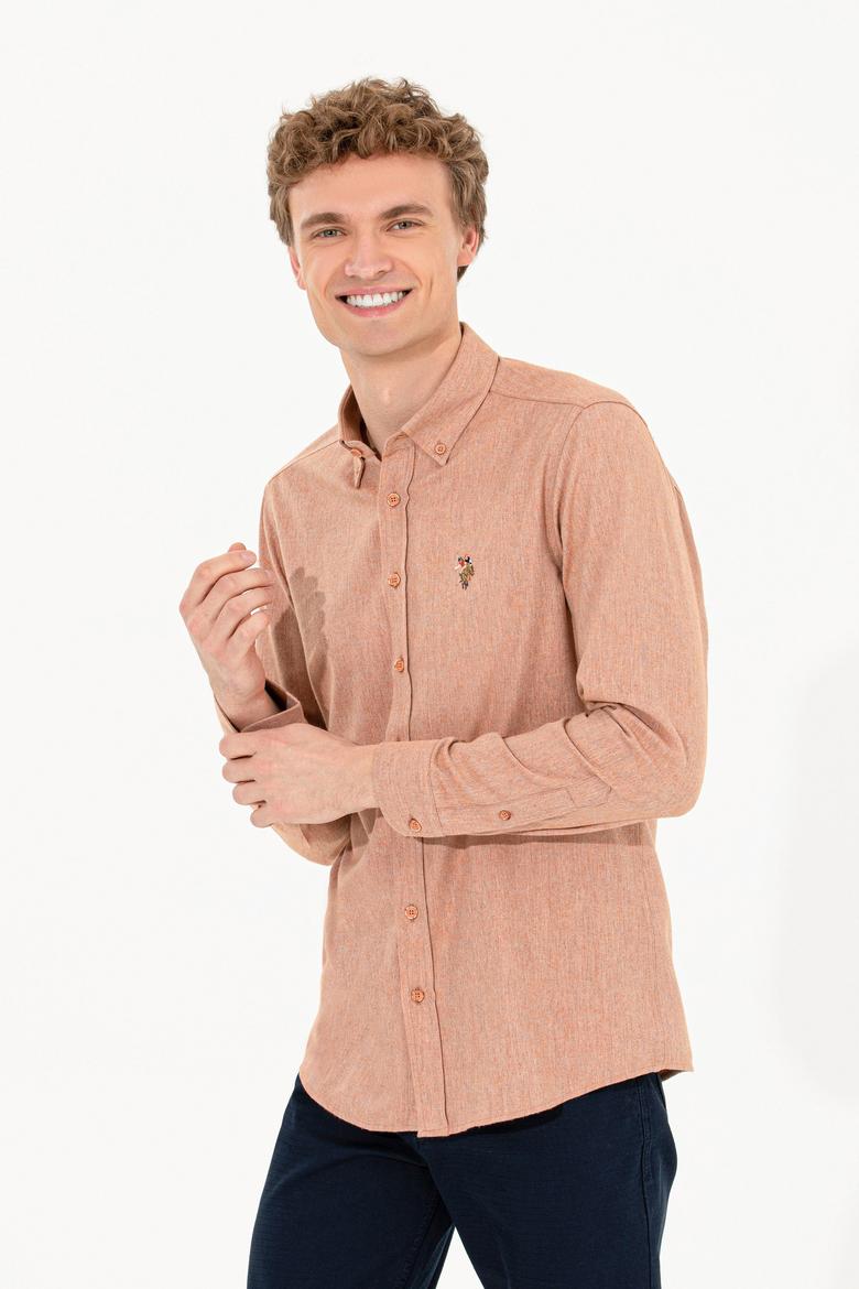 Erkek Kiremit Uzun Kollu Basic Gömlek - 50256275123