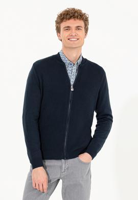 Erkek Lacivert Basic Triko Hırka - 50256577022