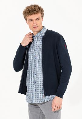 Erkek Lacivert Basic Triko Hırka - 50256577022