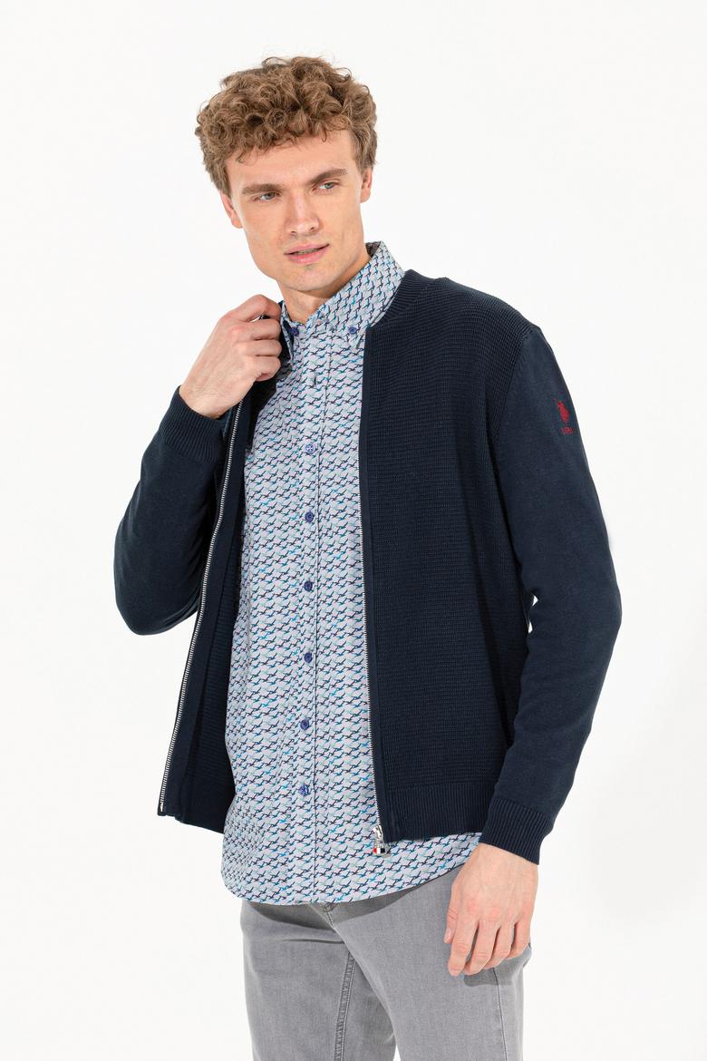 Erkek Lacivert Basic Triko Hırka - 50256577022