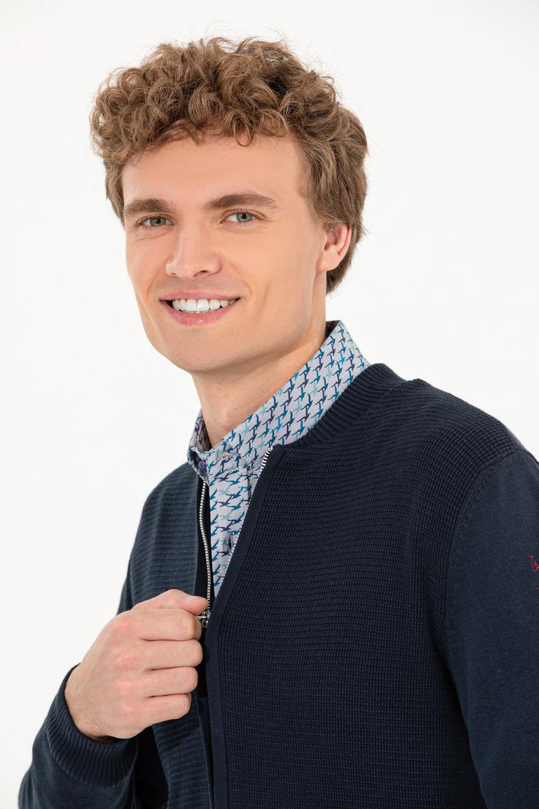 Erkek Lacivert Basic Triko Hırka - 50256577022