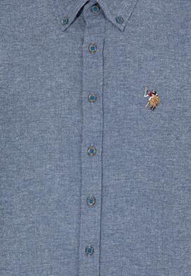 Erkek İndigo Uzun Kollu Basic Gömlek - 50256275037