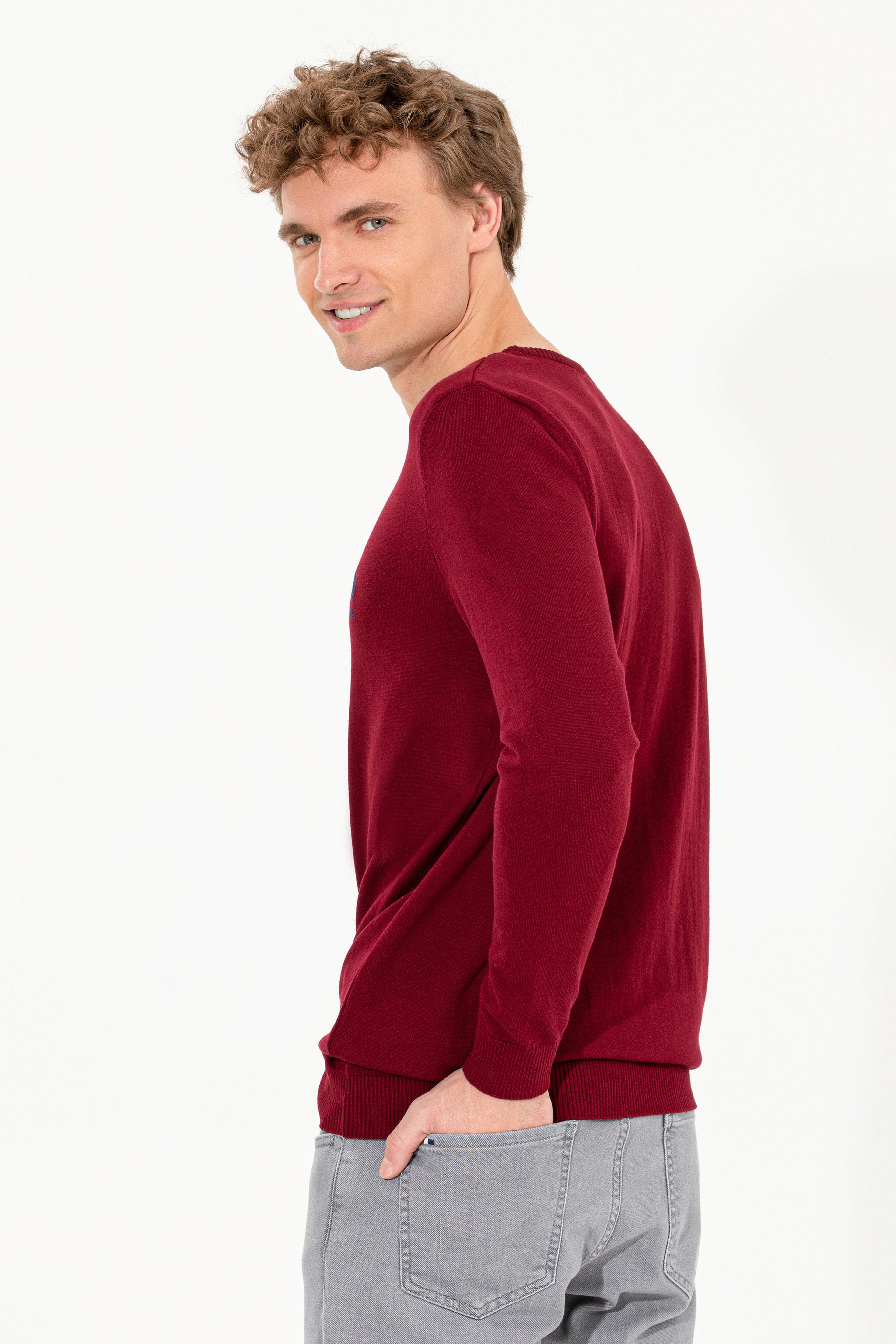 Erkek Bordo Basic Kazak - Image 5