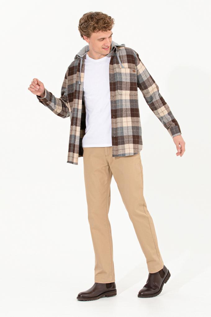 Erkek Regular Fit Camel Kanvas Pantolon