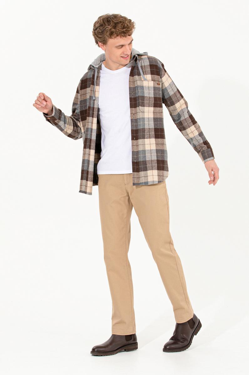 Erkek Regular Fit Camel Kanvas Pantolon