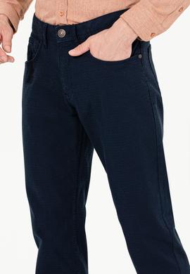 Erkek Regular Fit Lacivert Kanvas Pantolon - 50256591010