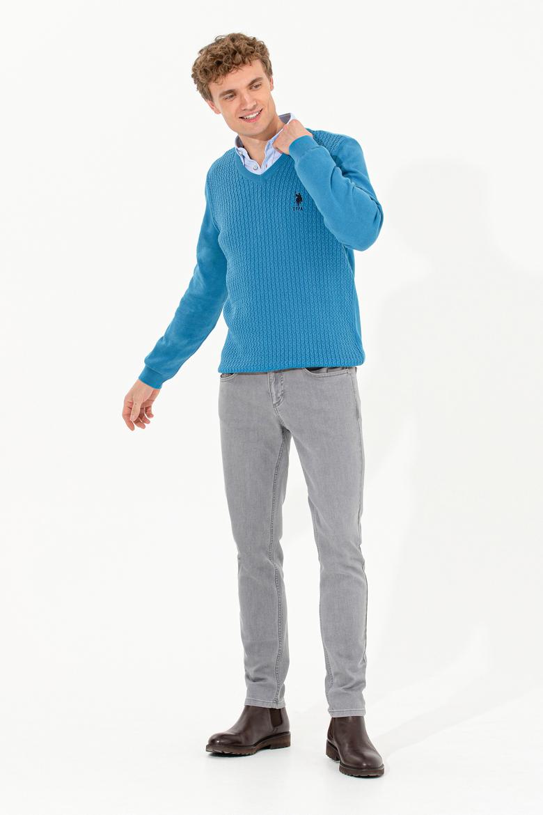 Erkek Kobalt Mavi Basic Kazak - 50253444074