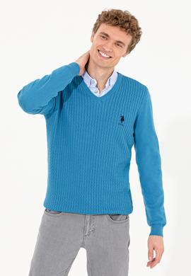 Erkek Kobalt Mavi Basic Kazak - 50253444074