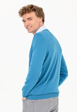 Erkek Kobalt Mavi Basic Kazak - 50253444074