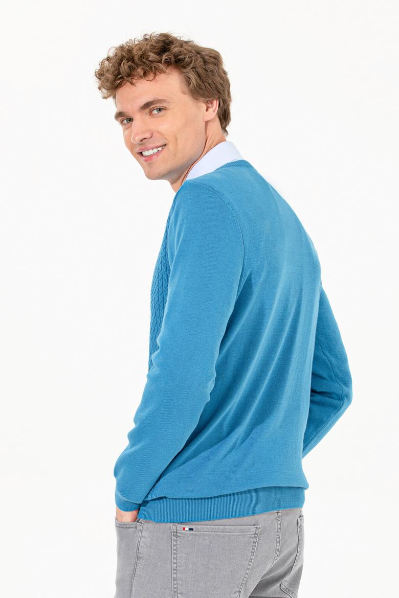 Erkek Kobalt Mavi Basic Kazak - 50253444074