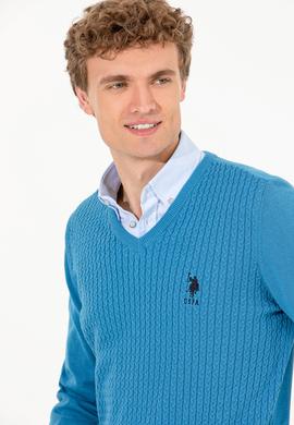 Erkek Kobalt Mavi Basic Kazak - 50253444074