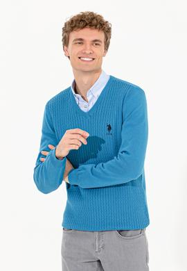 Erkek Kobalt Mavi Basic Kazak - 50253444074