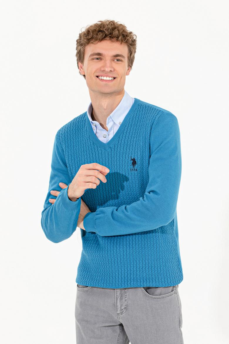 Erkek Kobalt Mavi Basic Kazak - 50253444074