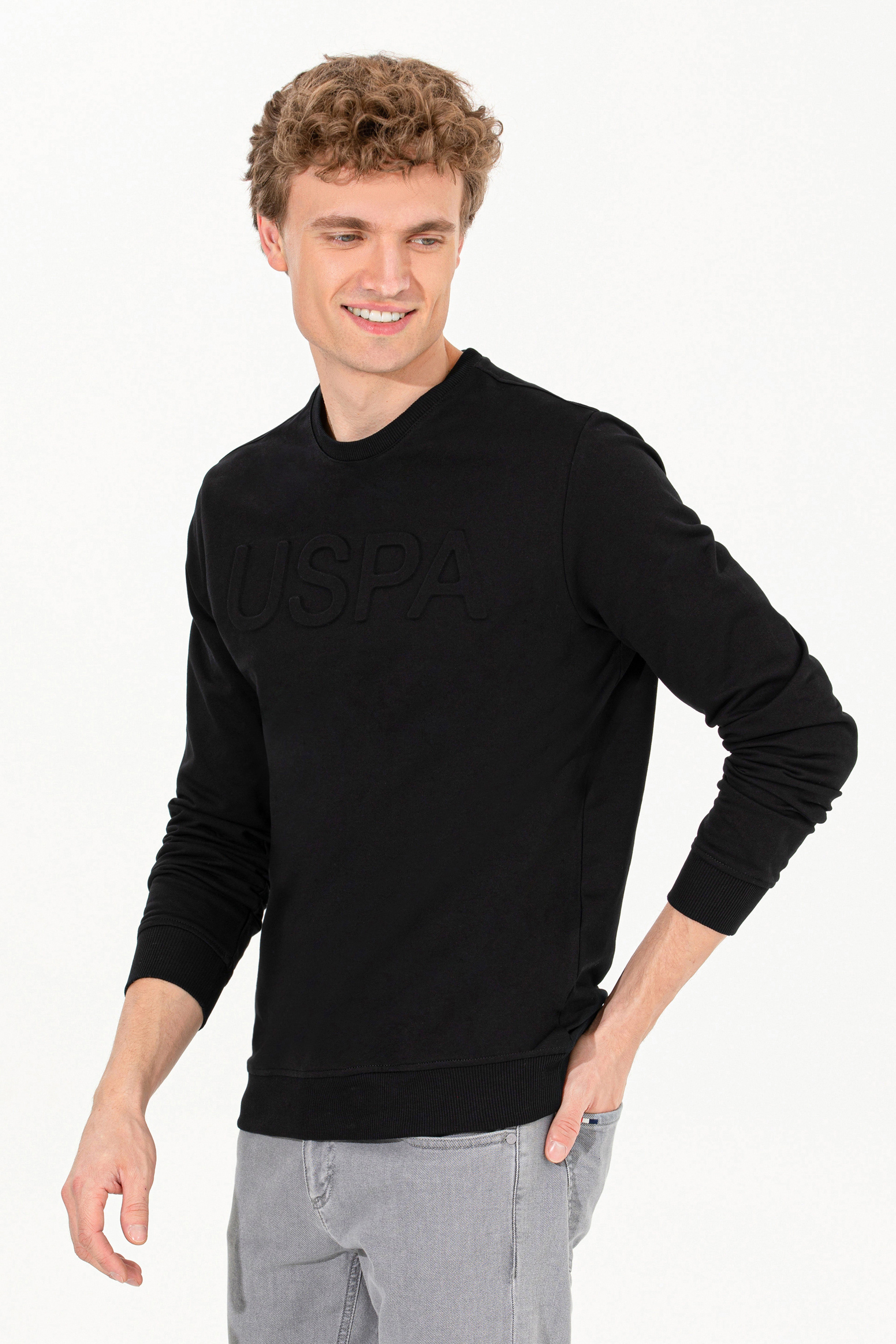 Erkek Siyah Basic Sweatshirt - Image 2