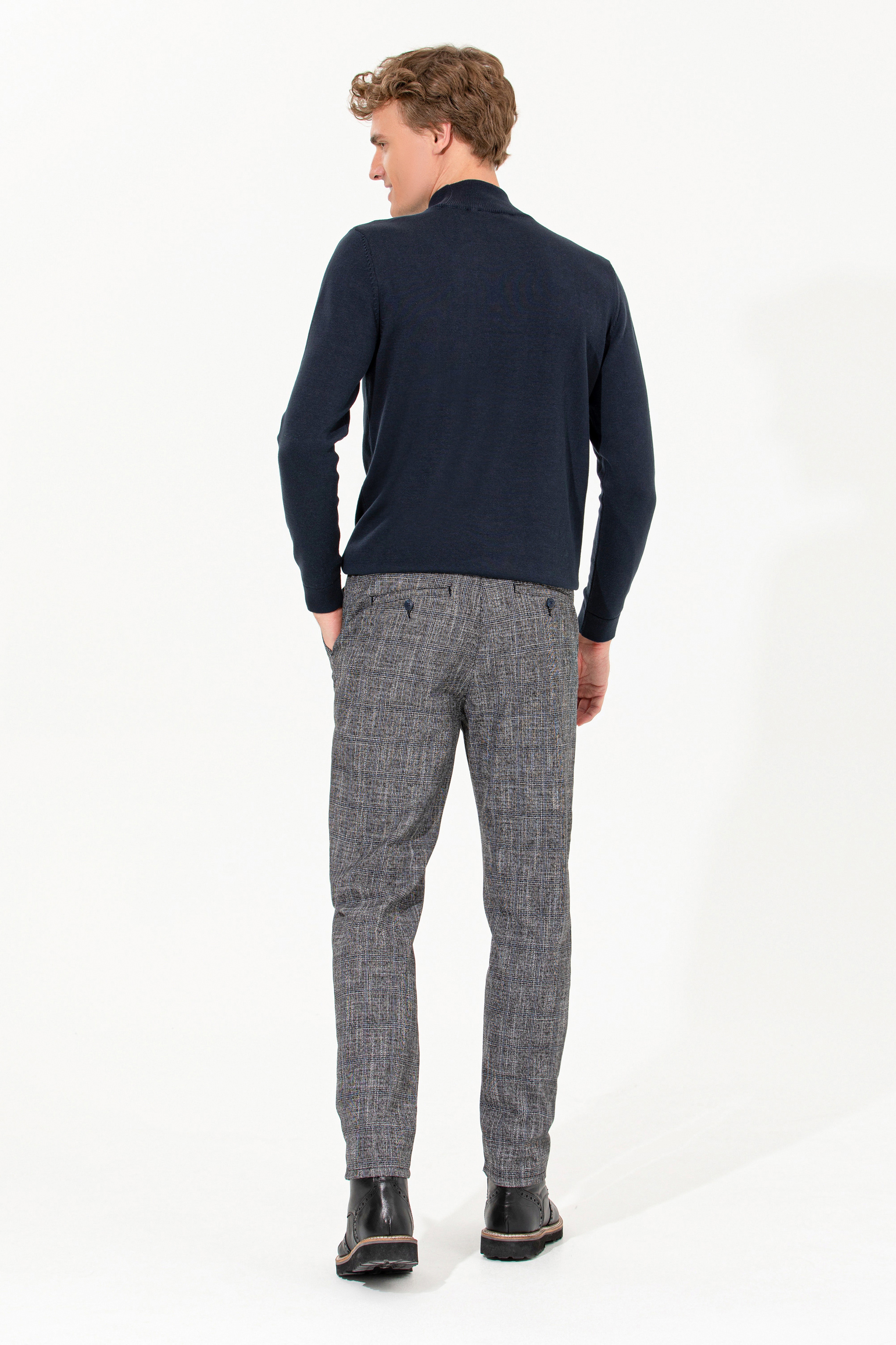 Erkek Carrot Fit Mavi Kanvas Pantolon - Image 4