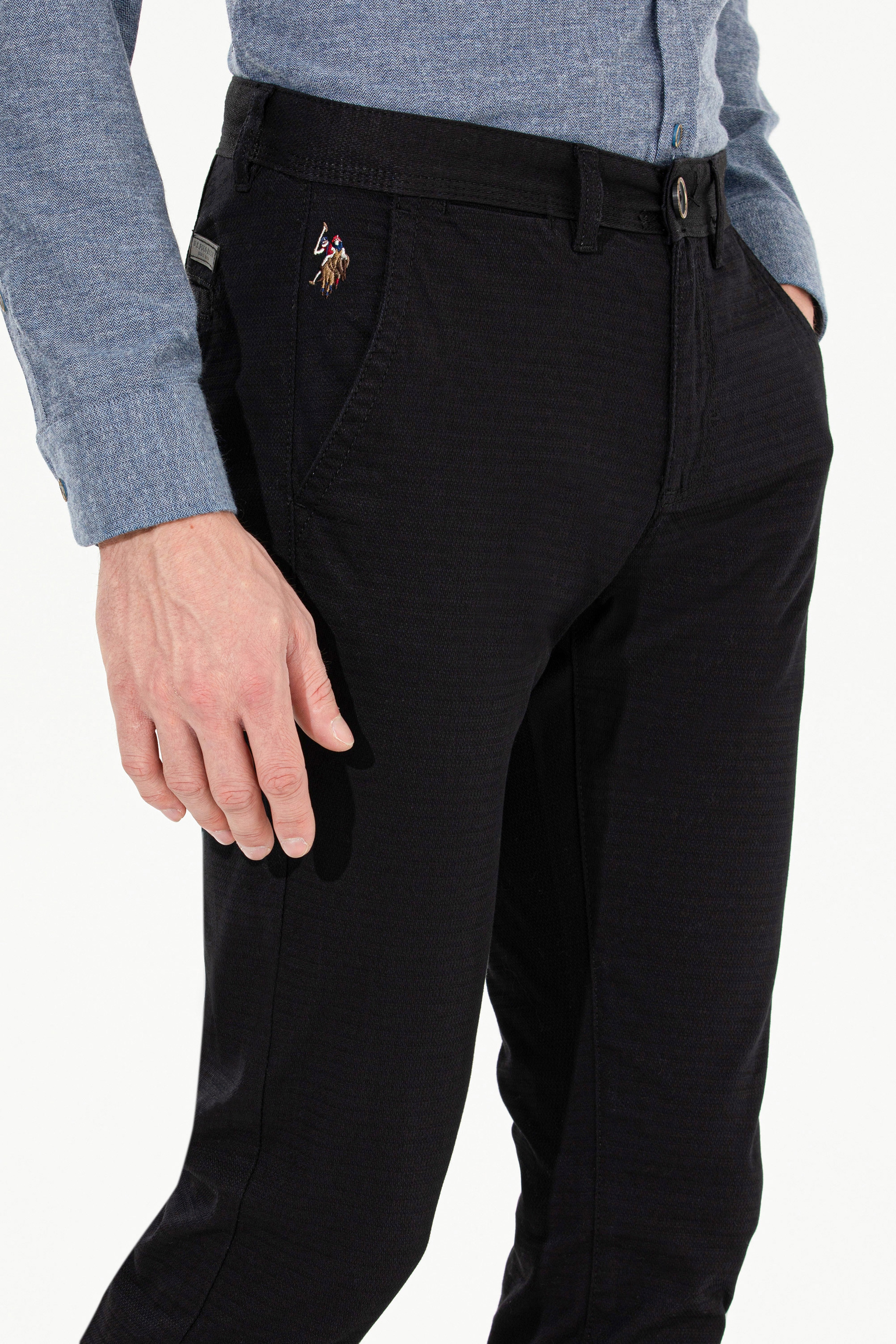 Erkek Slim Fit Siyah Kanvas Pantolon