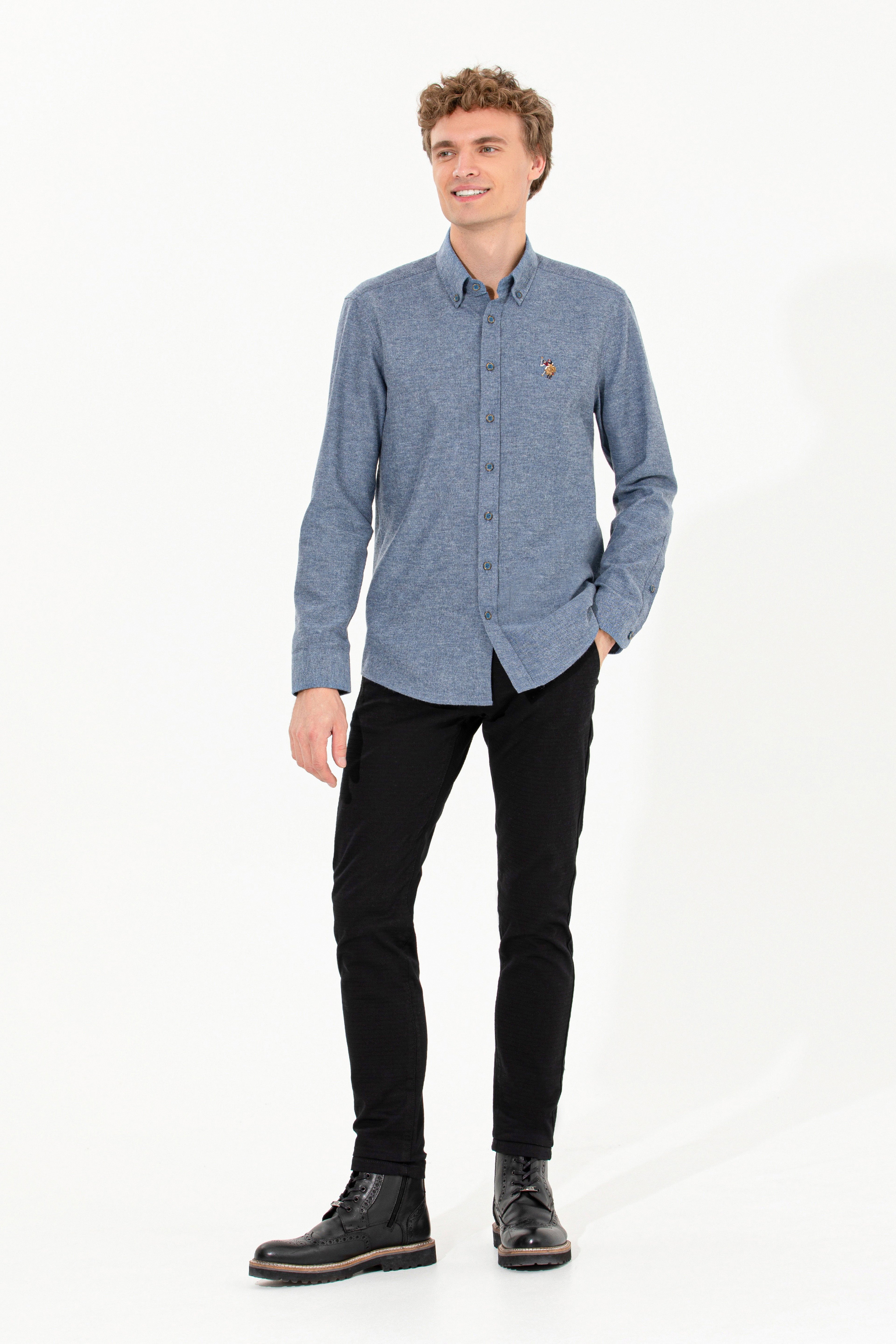 Erkek Slim Fit Siyah Kanvas Pantolon - Image 1