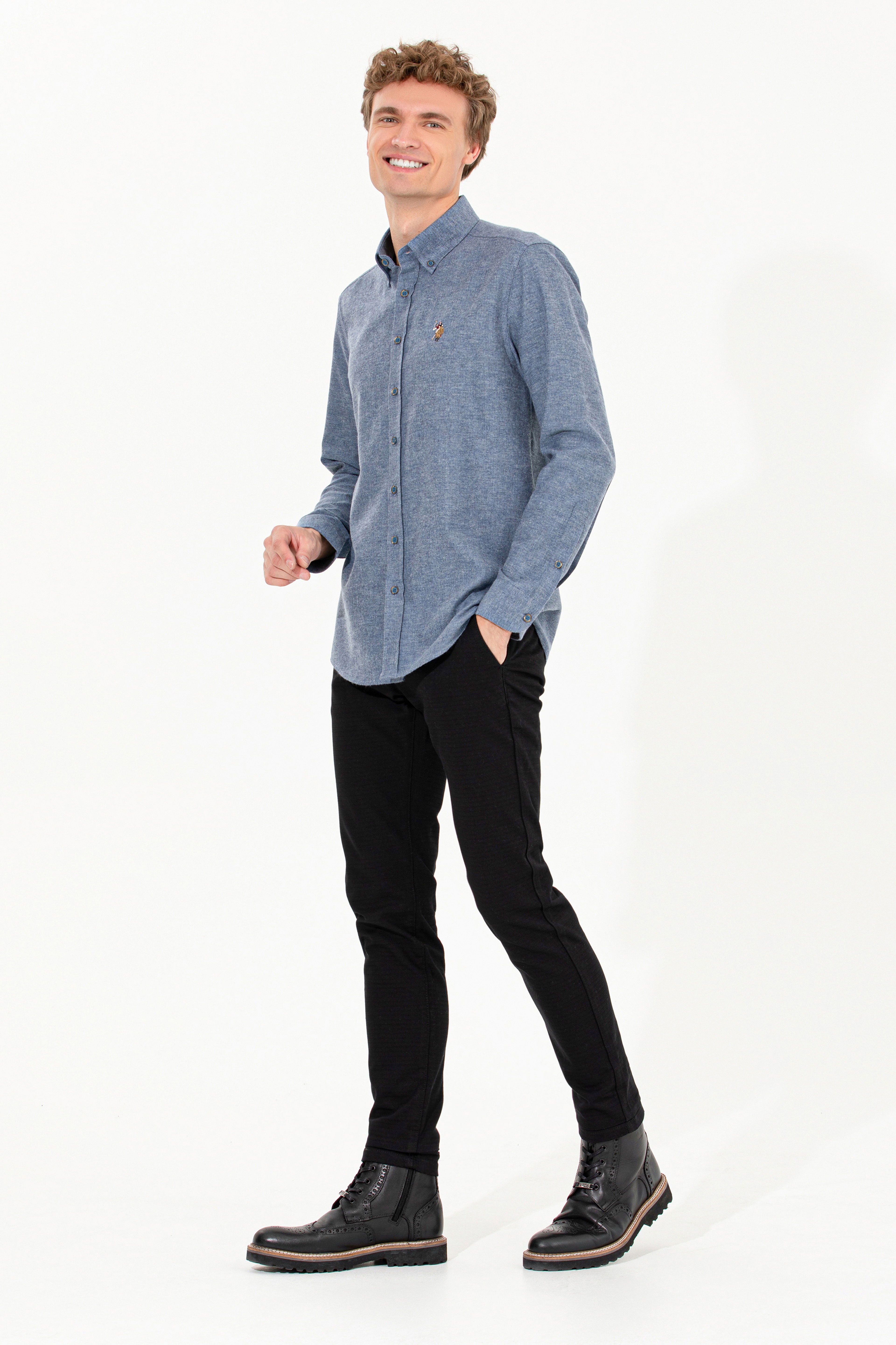 Erkek Slim Fit Siyah Kanvas Pantolon - Image 3