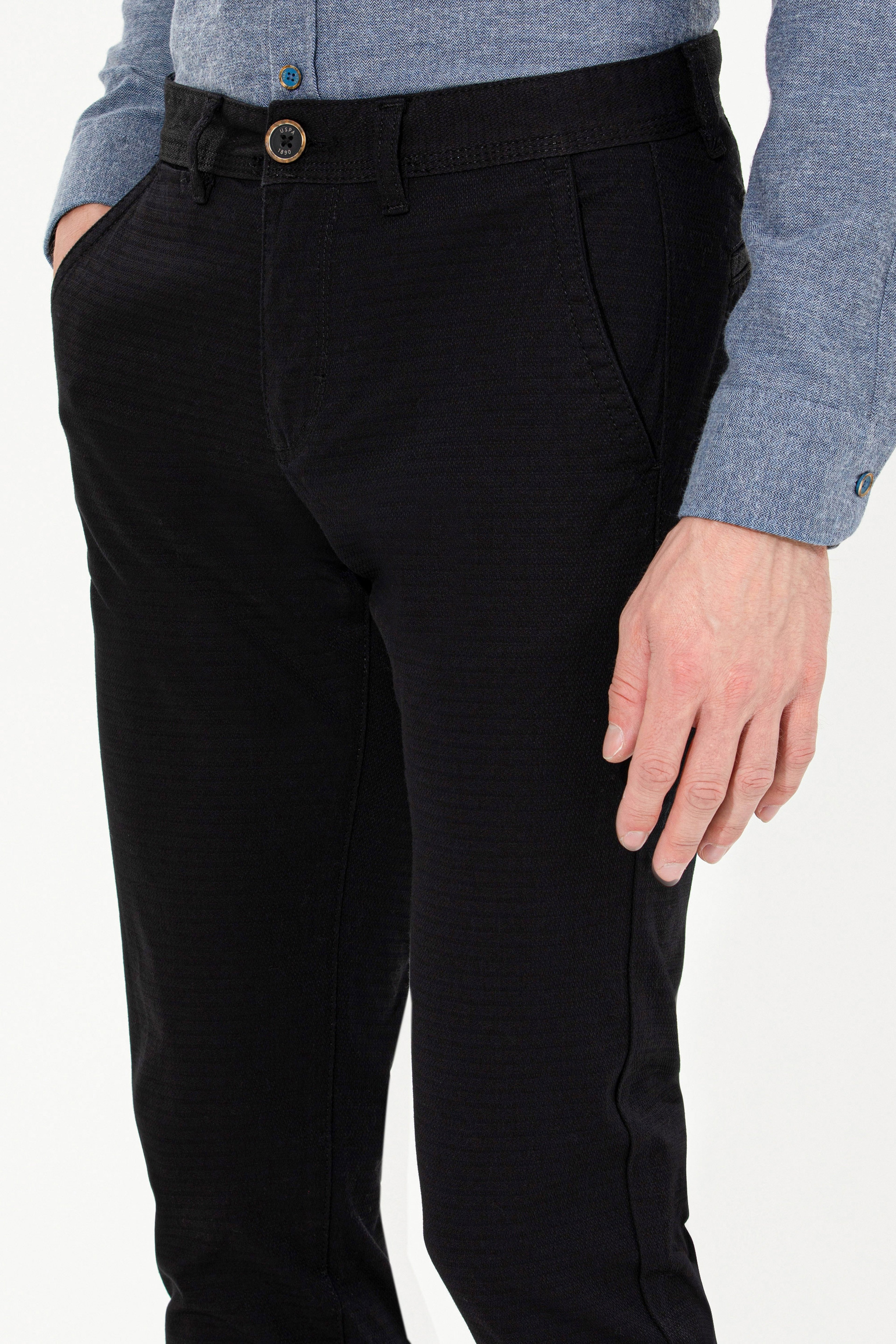 Erkek Slim Fit Siyah Kanvas Pantolon - Image 6