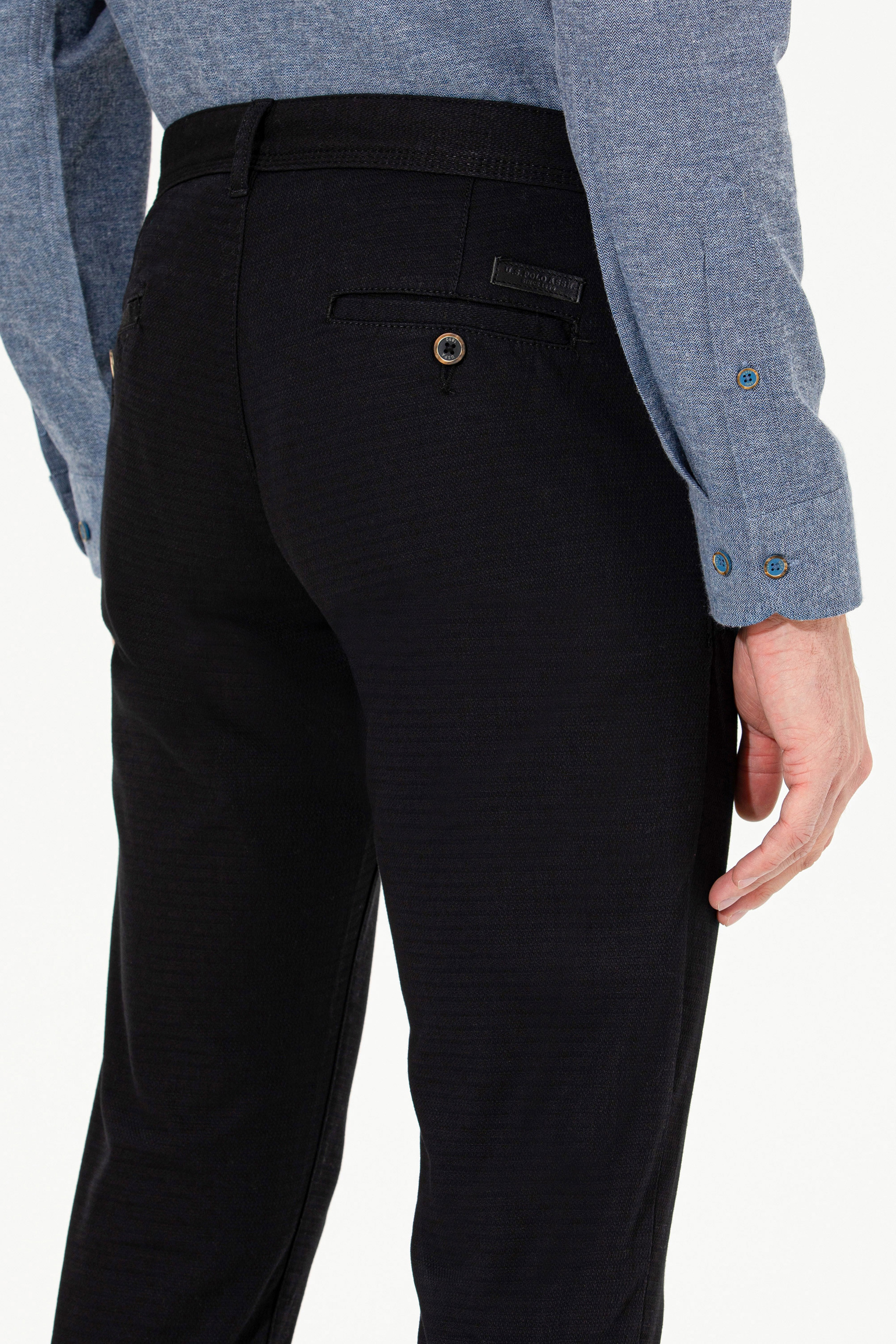 Erkek Slim Fit Siyah Kanvas Pantolon