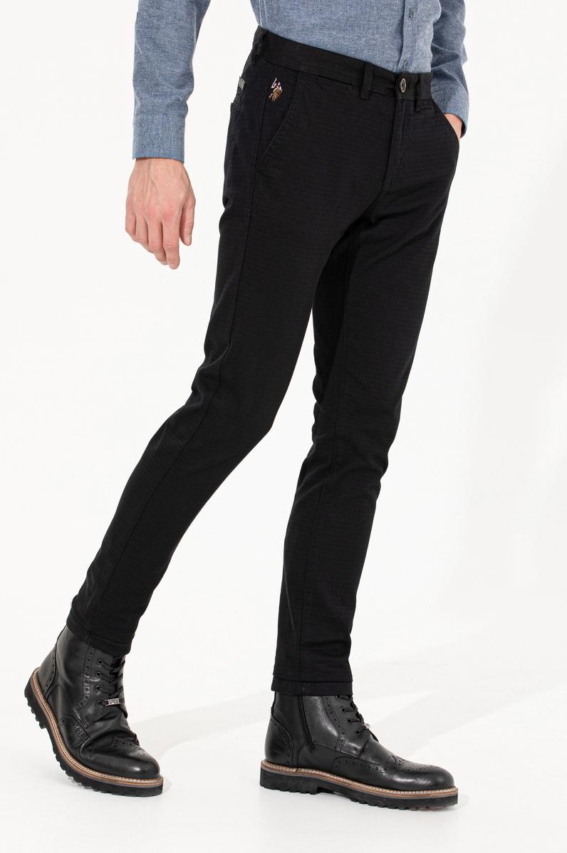 Erkek Slim Fit Siyah Kanvas Pantolon