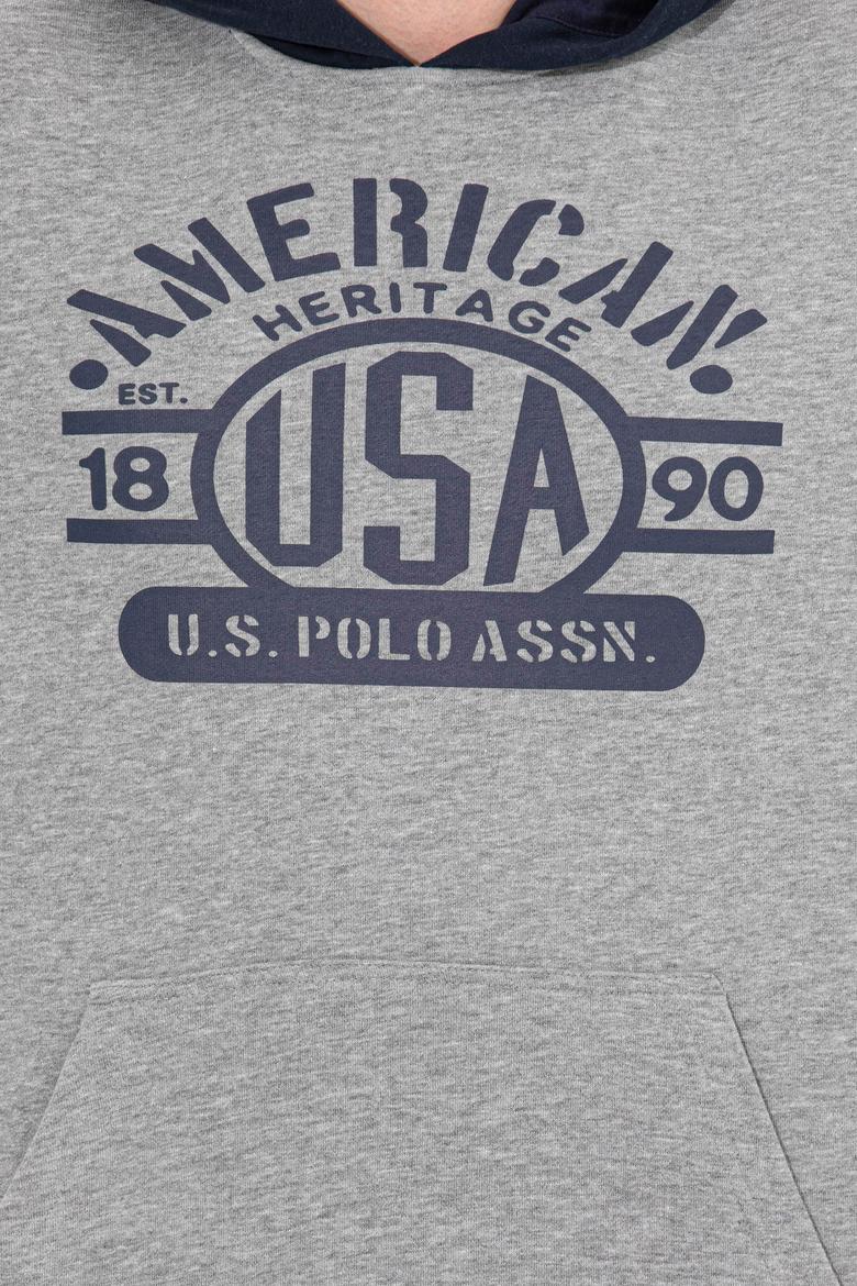 Erkek Gri Melanj Kapüşonlu Sweatshirt - 50257171038