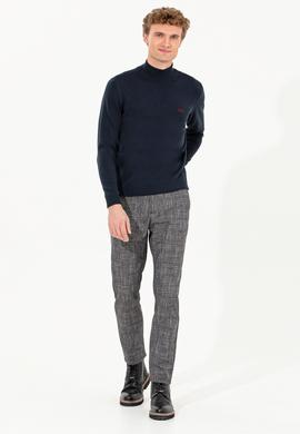 Erkek Lacivert Balıkçı Yaka Basic Triko Kazak - 50257605007