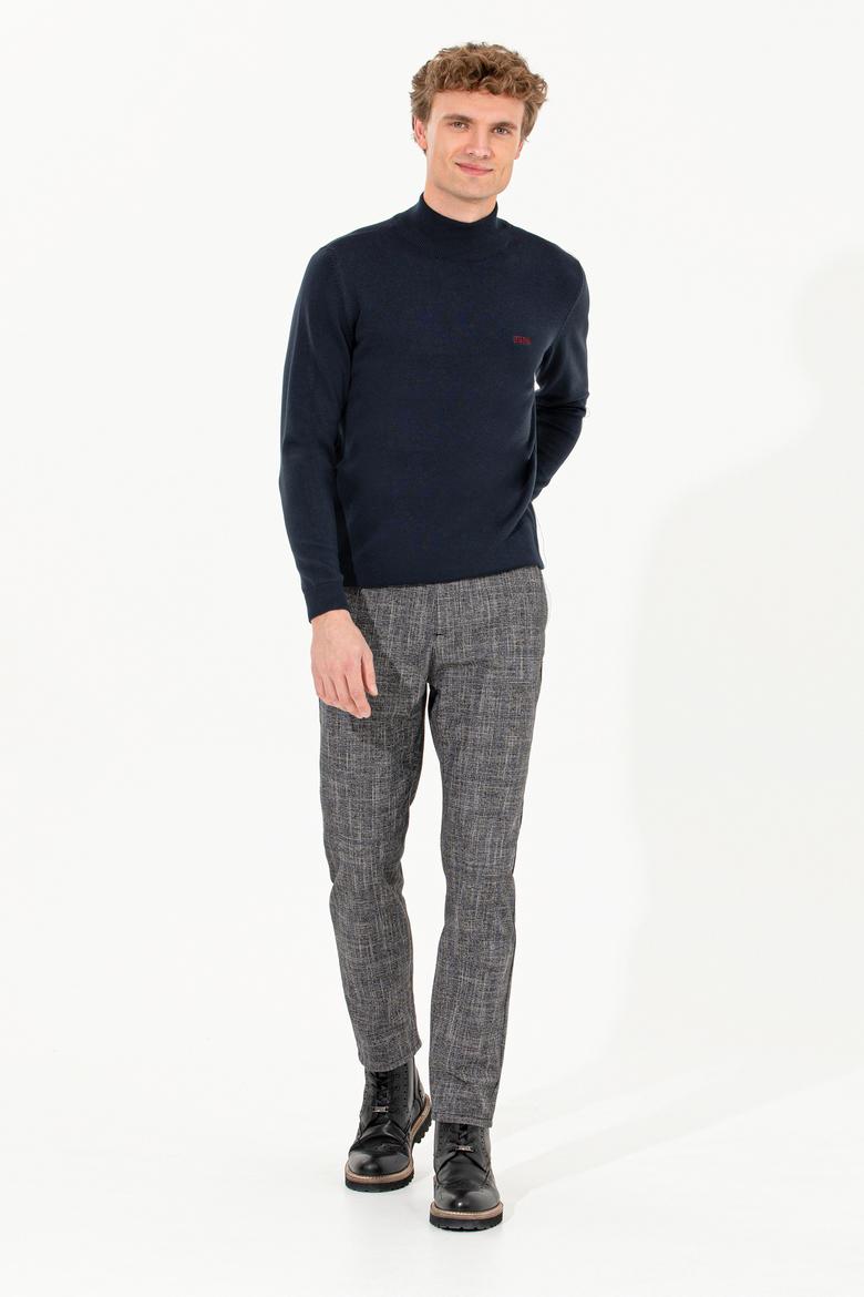 Erkek Lacivert Balıkçı Yaka Basic Triko Kazak - 50257605007