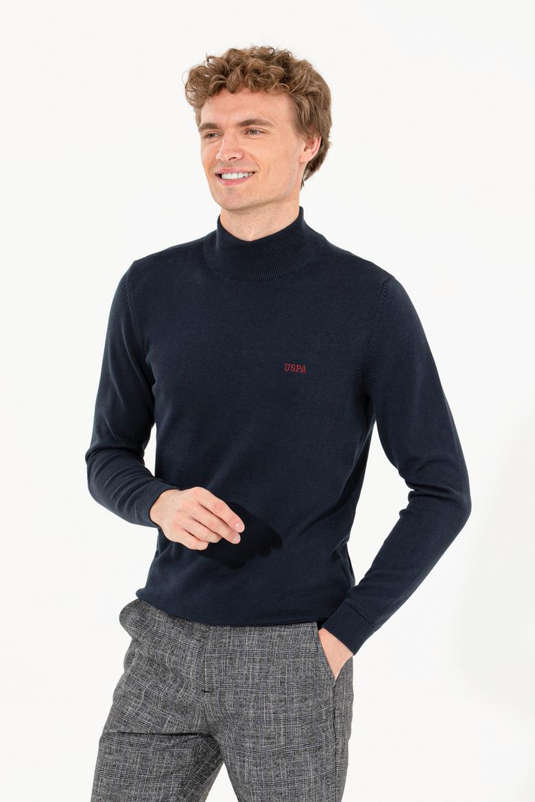 Erkek Lacivert Balıkçı Yaka Basic Triko Kazak - 50257605007