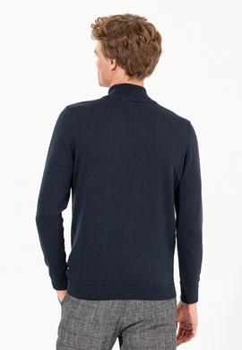 Erkek Lacivert Balıkçı Yaka Basic Triko Kazak - 50257605007