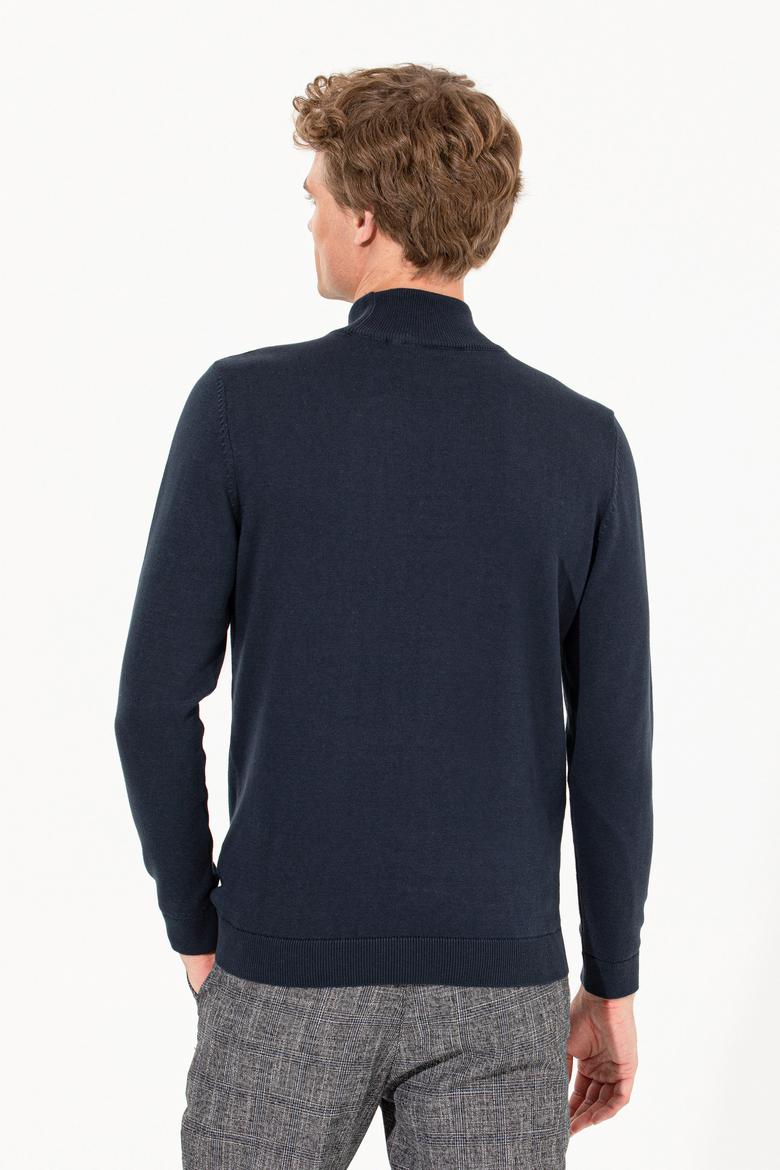 Erkek Lacivert Balıkçı Yaka Basic Triko Kazak - 50257605007